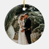 Burgundy Blush Floral Eerste Kerstmis Keramisch Ornament (Achterkant)