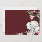 Burgundy Blush Floral Elephant Baby shower     Kaart (Achterkant)