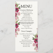 Burgundy & Blush floral Evening Wedding Menu (Voorkant)