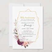 Burgundy & Blush Floral Geometric 50th Jubileum Kaart (Voorkant)