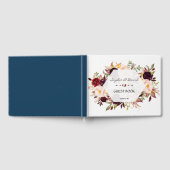 Burgundy Blush Floral Geometric Navy Guest Book Gastenboek (Volledig)