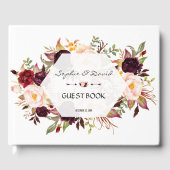 Burgundy Blush Floral Geometric Navy Guest Book Gastenboek (Voorkant)