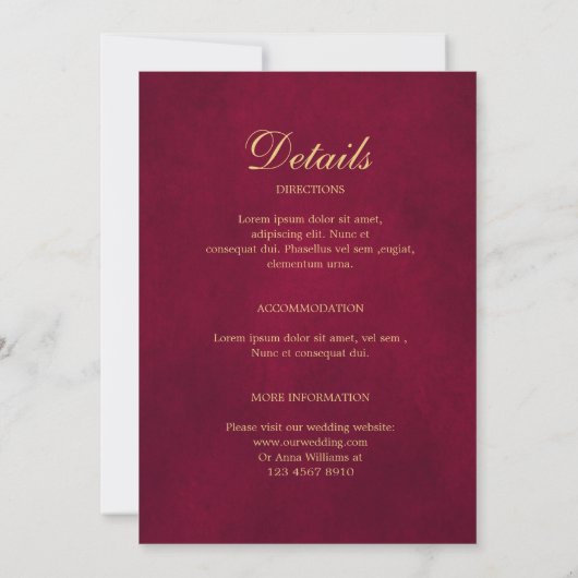 Burgundy Blush Floral Geometric Wedding Kaart (Achterkant)