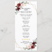Burgundy Blush Floral Geometric Wedding Reception Programmakaart (Achterkant)