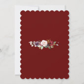 Burgundy Blush Floral Gold Cross bevestiging Kaart (Achterkant)