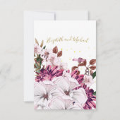 Burgundy Blush Floral Gold Elegant Chic RSVP Kaartje (Achterkant)