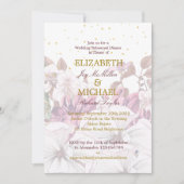Burgundy Blush Floral Gold Elegant Chic Wedding Kaart (Voorkant)