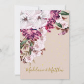 Burgundy Blush Floral Gold Elegant Chic Wedding Kaart (Achterkant)