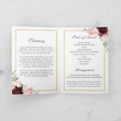 Burgundy Blush Floral Greenery Foto Funeral Programma (Binnen)