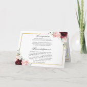 Burgundy Blush Floral Greenery Foto's Funeral Programma (Achterkant)