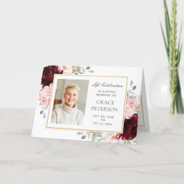 Burgundy Blush Floral Greenery Foto's Funeral Programma