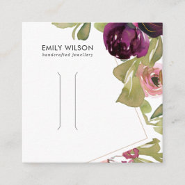 BURGUNDY BLUSH FLORAL HAIR CLIP DISPLAY-KAART VIERKANTE VISITEKAARTJE