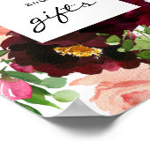 Burgundy & Blush Floral Kaarten & Gifts Sign Poste Poster (Hoek)