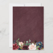 Burgundy Blush Floral Lace Autumn Fall Wedding Kaart (Achterkant)
