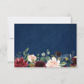 Burgundy Blush Floral Lace Navy Blue Wedding RSVP (Achterkant)
