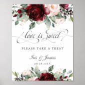 Burgundy Blush Floral Love is Sweet Neem een Trein Poster (Voorkant)