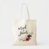 Burgundy Blush floral maid of epilepsie bruiloft Tote Bag (Voorkant)