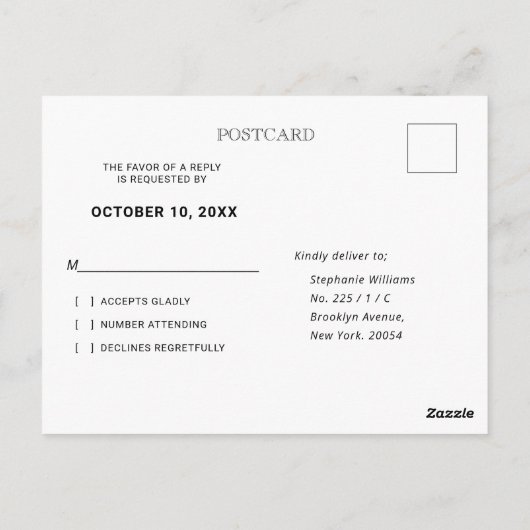 Burgundy Blush Floral Modern Geometric RSVP Briefkaart (Achterkant)