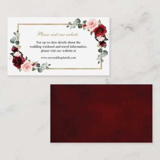 Burgundy Blush Floral Modern Geometric Website Informatiekaartje (Voorkant / Achterkant)