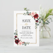 Burgundy Blush Floral Modern Geometric Wedding (Staand voorkant)