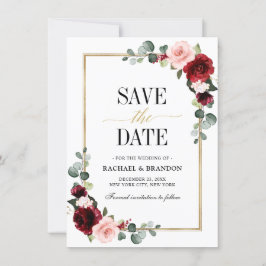 Burgundy Blush Floral Modern Geometric Wedding