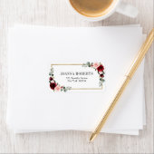 Burgundy Blush Floral Modern Geometric Wedding Etiket (Insitu)