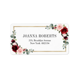 Burgundy Blush Floral Modern Geometric Wedding Etiket