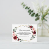 Burgundy Blush Floral Modern Geometric Wedding Informatiekaartje (Staand voorkant)