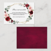 Burgundy Blush Floral Modern Geometric Wedding Informatiekaartje (Voorkant / Achterkant)