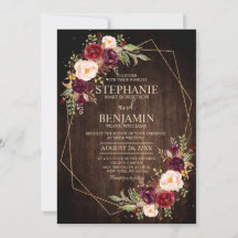 Burgundy Blush Floral Modern Geometric Wedding