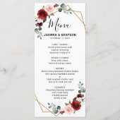 Burgundy Blush Floral Modern Geometric Wedding Menu (Voorkant)