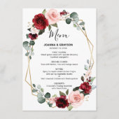 Burgundy Blush Floral Modern Geometric Wedding Menu (Voorkant)