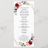Burgundy Blush Floral Modern Geometric Wedding Programmakaart (Achterkant)