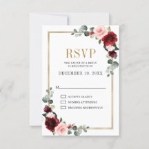 Burgundy Blush Floral Modern Geometric Wedding
