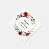 Burgundy Blush Floral Modern Geometric Wedding Servet (Hoek)