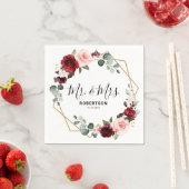 Burgundy Blush Floral Modern Geometric Wedding Servet (Insitu)