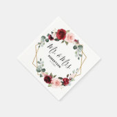 Burgundy Blush Floral Modern Geometric Wedding Servet (Hoek)