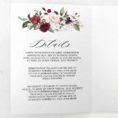 Burgundy Blush Floral Modern Geometric Wedding Tri Drieluik Programma (Binnenzijde eerst)