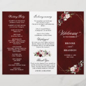 Burgundy Blush Floral Modern Wedding Programme (Voorkant)