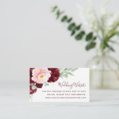 Burgundy Blush Floral Modern Wedding Website Informatiekaartje (Staand voorkant)