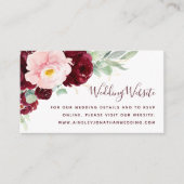 Burgundy Blush Floral Modern Wedding Website Informatiekaartje (Voorkant)