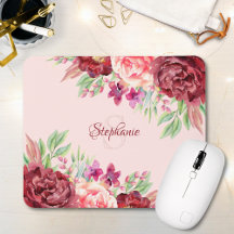 Burgundy Blush Floral Monogram Naam