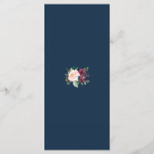 Burgundy Blush Floral Navy Blue Floral Wedding Menu (Achterkant)