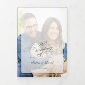 Burgundy Blush Floral Navy Blue Photo Weddenschap Drieluik Programma (Cover)