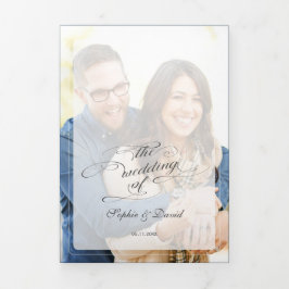 Burgundy Blush Floral Navy Blue Photo Weddenschap Drieluik Programma