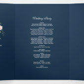 Burgundy Blush Floral Navy Blue Photo Weddenschap Drieluik Programma (Binnenkant midden)