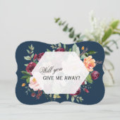 Burgundy Blush Floral Navy zal me weggeven Kaart (Staand voorkant)