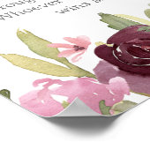 Burgundy blush floral Pacifier jaagt op douchespel Poster (Hoek)