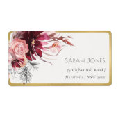 Burgundy Blush Floral Pampas Grass Adres Label (Voorkant)