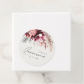 Burgundy Blush Floral Pampas Grass Quinceanera Bedankjes Labels (In situ)
